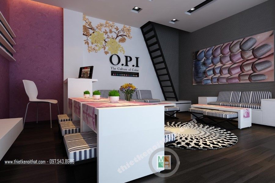 Thiết kế nội thất salon làm móng OPI hiện đại